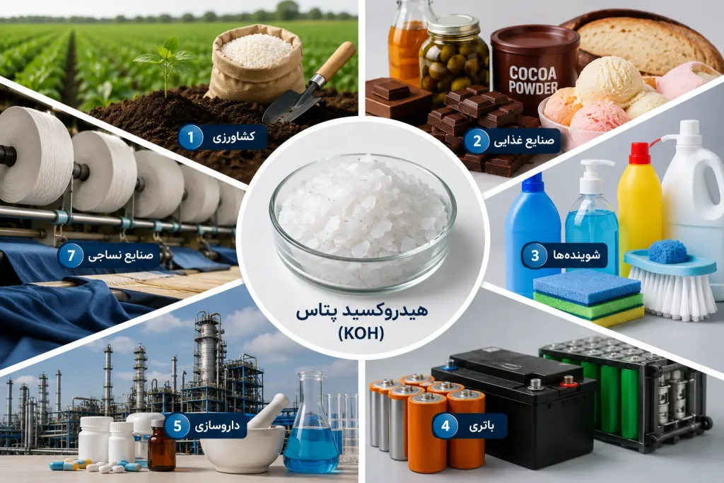 کاربردهای هیدروکسید پتاس در صنایع مختلف 